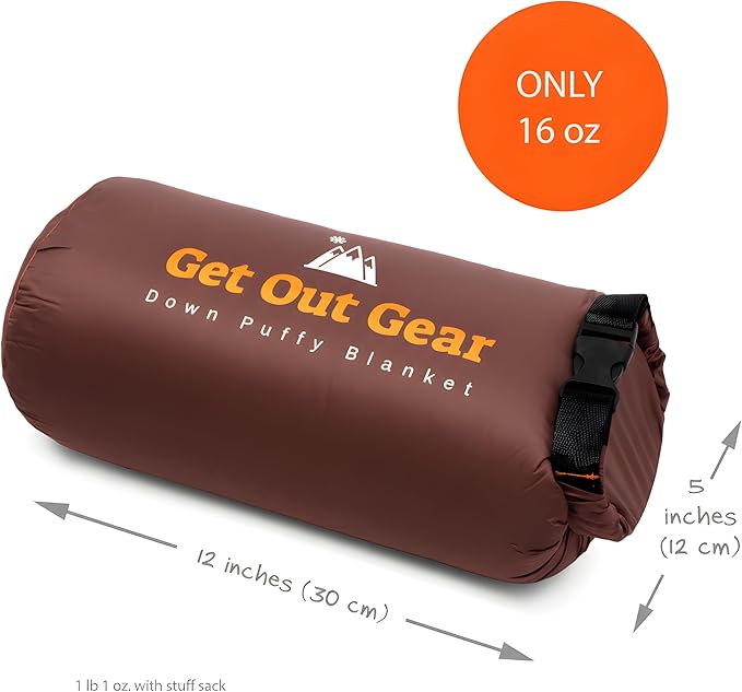 Get Out Gear Down Camping Blanket - Puffy Packable Lightweight and Warm | Ideal for Outdoors Travel Stadium Festivals Beach Hammock | 650 Fill Power Water-Resistant Backpacking Quilt