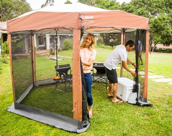 Coleman Back Home Screened Canopy Tent with Instant Setup Outdoor Gazebo for Bug-Free Lounging Fits Over Picnic Tables Ideal for Parties Events Tailgates Dining &amp More