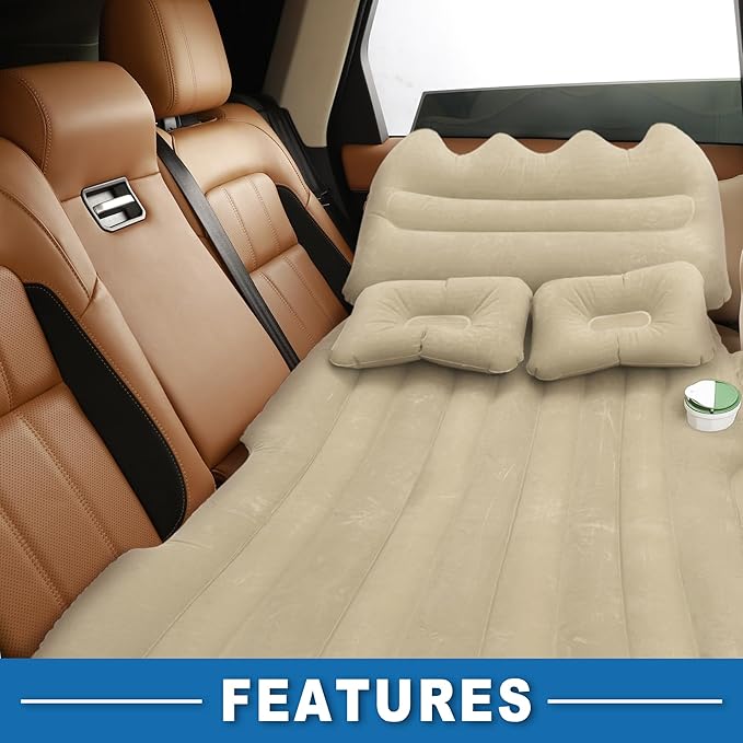 Car Air Mattress Sleeping Mat Comfortable 50.39x30.31x5.91 Back Seat Bed Camping Air Mattress Bed with Pillows for Car SUV