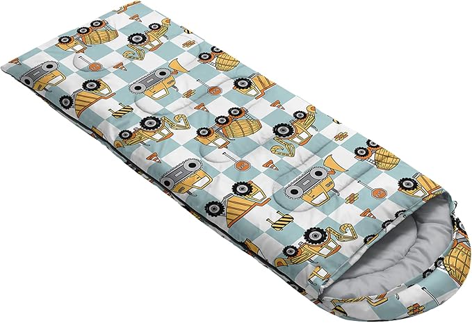 AILONEN Cartoon Car Sleeping BagsLightweight &amp Waterproof3 Season Warm &amp Cool WeatherCute Stars Printed Vehicles Transportation Sleeping Bags for BoysKidsAdults TravellingOutdoors