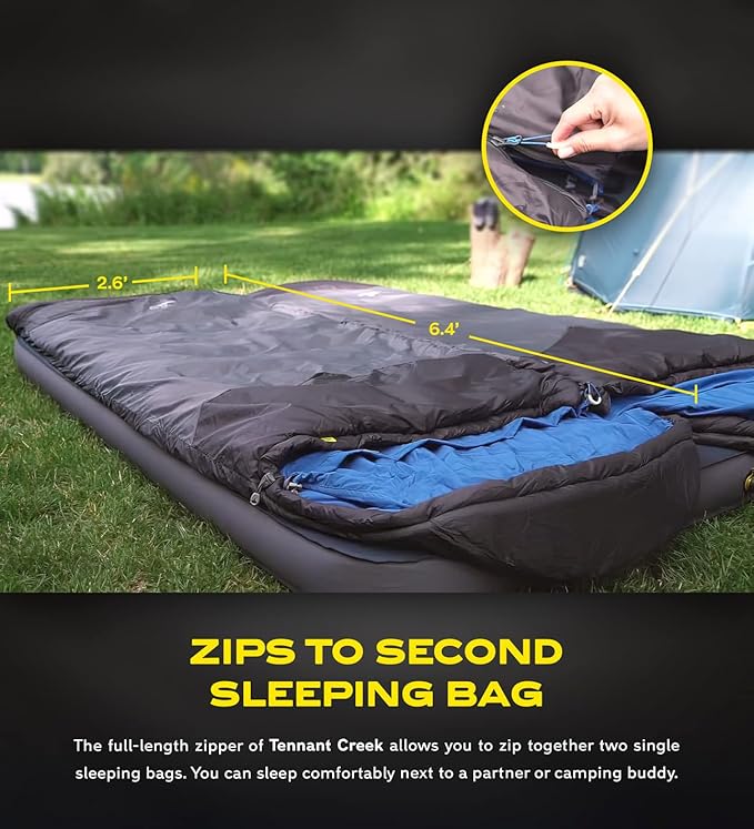 NOMAD Tennant Creek Sleeping Bag for 3 Seasons Spring Summer and Autumn - Water-Resistant Sleep Sack with Compression Stuffsack and Storage Bag for Campers and Backpackers (Phantom)