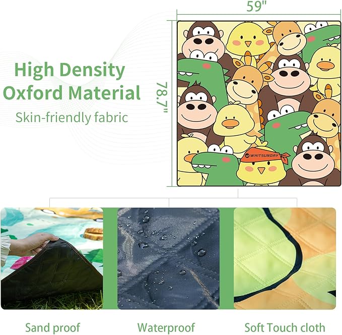 Whitsunday Picnic Blankets Picnic Mat Camping Mat 60x 80 Outdoor Boys Girls BlanketMachinewashable Camping Mat Waterproof &amp Sandproof Foldable for Camping Beach Park(Animal)