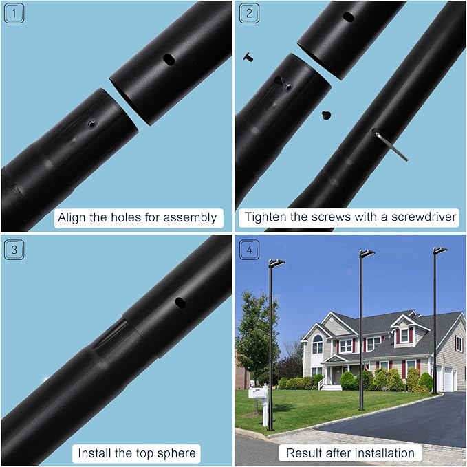 Street Light Pole 13FtStreet Light Poles for Outdoor Lighting Solar Street Light Pole Accessory for Street Patio Backyard Basketball Court Park