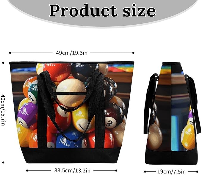 Insulated Shopping BagLarge Reusable Cooler Bags Color Billiards Printed Foldable Shopping BagTravel Waterproof Shoulder Bag