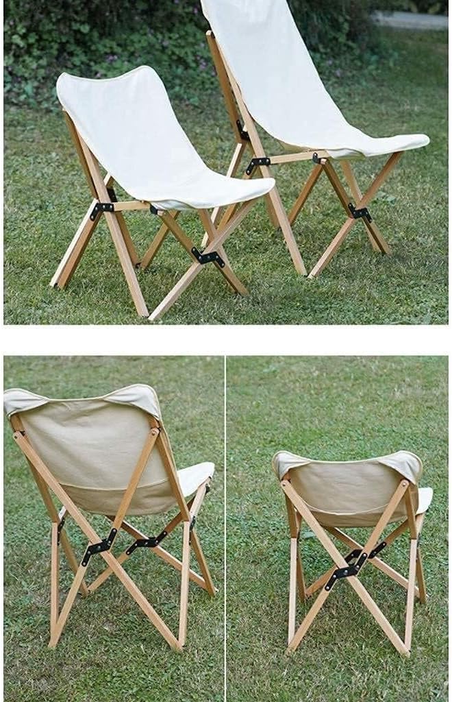 Outdoor Camping Chair Portable Folding Canvas Chair with Beech Wood Frame Lightweight Recliner for Beach Picnic and Hiking
