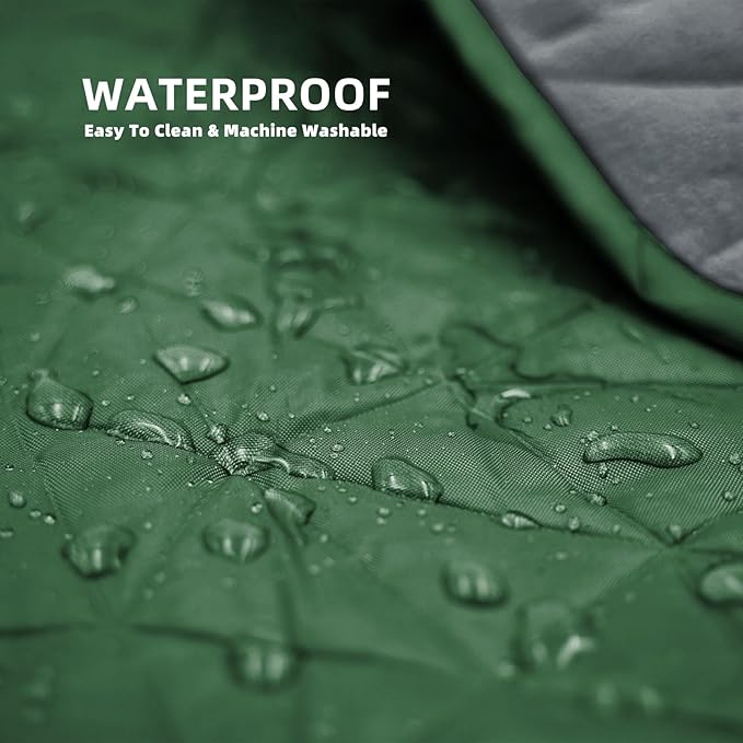 Large Outdoor Waterproof Blanket Extra Thick Fleece Stadium Blanket for Camping Car Pet Picnics - Windproof Wearable Machine Washable 80 x 58 (GreenHooded)