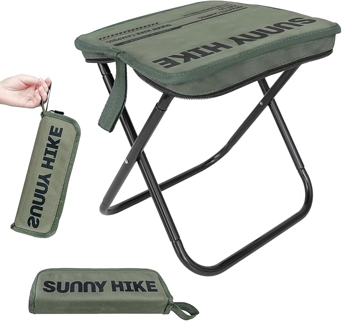 Portable Foldable Backpack Stool Portable Chair Ultralight Collapsible Stool with Carry Bag for Outdoor Camping Hiking Fishing and Travel (Green)