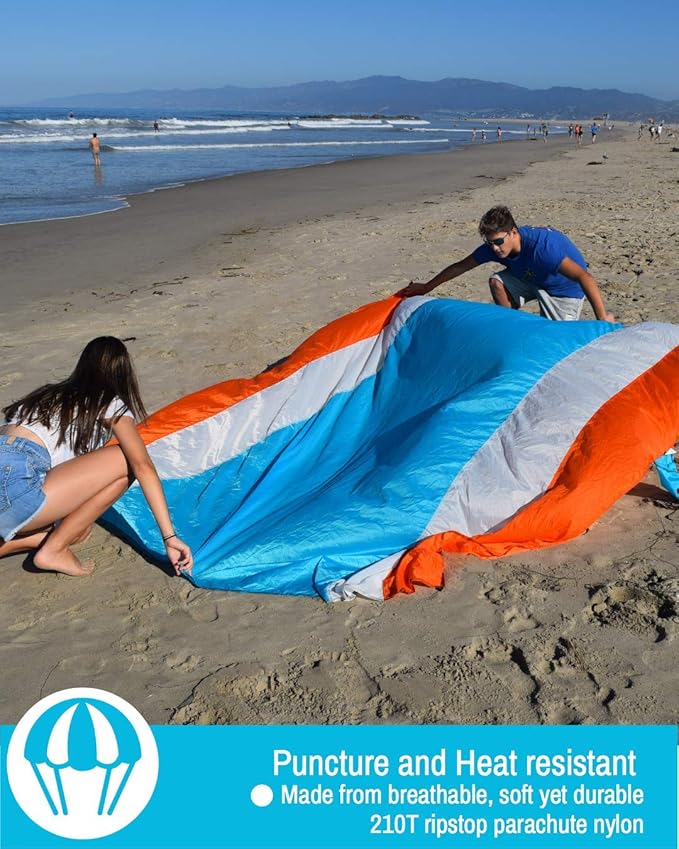 ECCOSOPHY Sandproof Beach Blanket - Oversized Sand Free Beach Mat 9'x10' - Lightweight Outdoor Picnic Blanket Anchored with 4 Corner Sand Pockets &amp Plastic Stakes - Heat Proof Quick Drying &amp