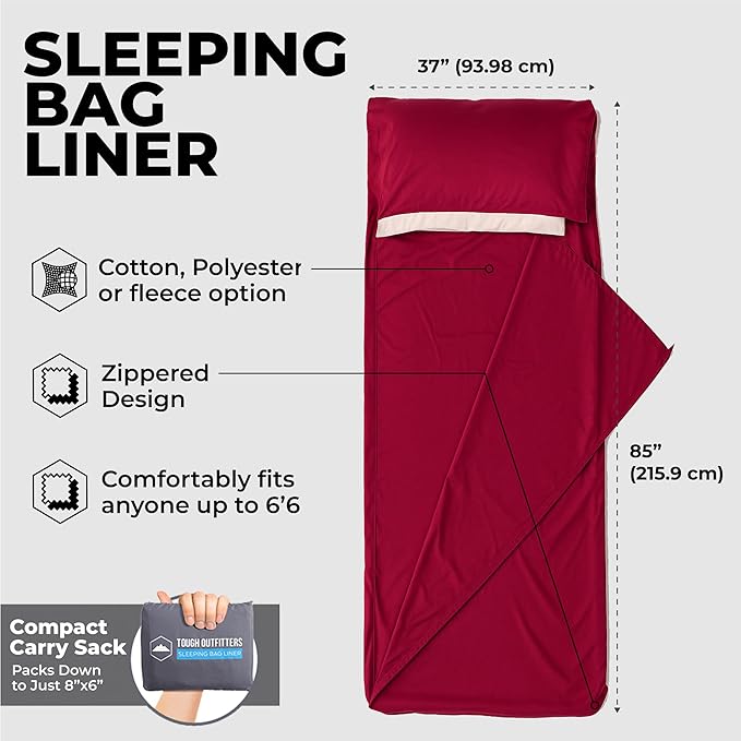 Sleeping Bag Liner - Adult Sleep Sack &amp Travel Sheets for Hotel - Travel Sleep Sack Camping Sleeping Bag Liners for Cold Weather