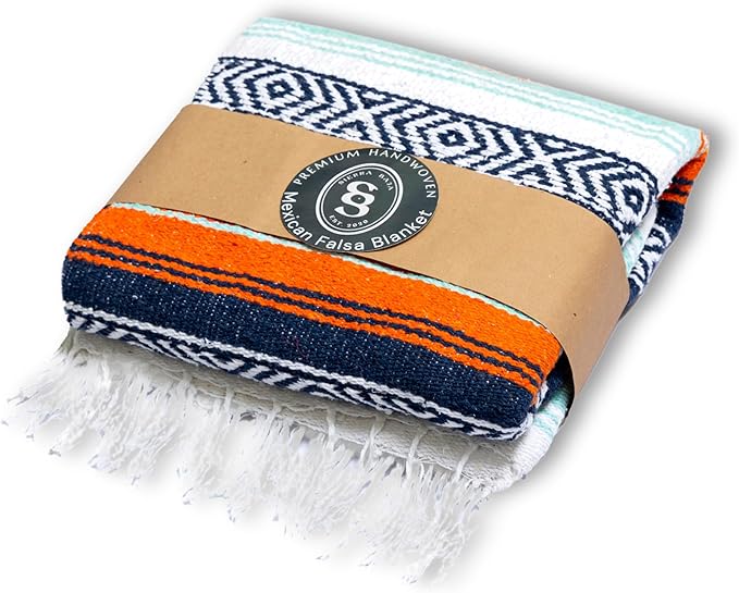 Mexican Throw - 78'x57' Perfect for Yoga Outdoors Heavy &amp Thick Orange 1 Pc