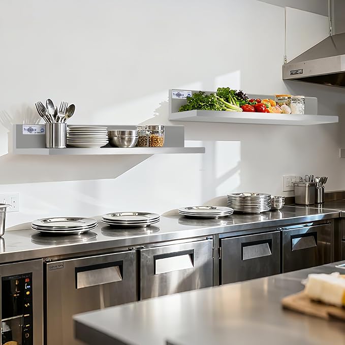 Profeeshaw Stainless Steel Shelf Wall Mounted Commercial Stainless Steel Shelves 8.6 * 24 Inch 50lb Heavy Duty Commercial Kitchen Shelf for Restaurant Bar Utility Room Kitchen and Garage