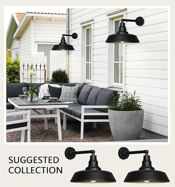 21 Large Outdoor Barn Light with Gooseneck Arm - Farmhouse Exterior Light Fixture Wall Mount Industrial Outdoor Wall Light Great for Patio and Porch Light