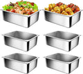 1/3 Size 4 Inch 304 Stainless Steel Hotel Pans: 6 Pack [2X Thicker] [Dishwasher Safe] 100% Food-SafeSteam Table Pan for Restaurants Catering and Parties