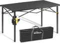 Portable Outdoor Camping Table Large for 2-6 Person - Foldable Camp Table with Aluminum Roll-Up Top &amp Carry Bag for BBQ Tailgating Backyard 220 Lbs Capacity Stable &amp Sturdy (Black)