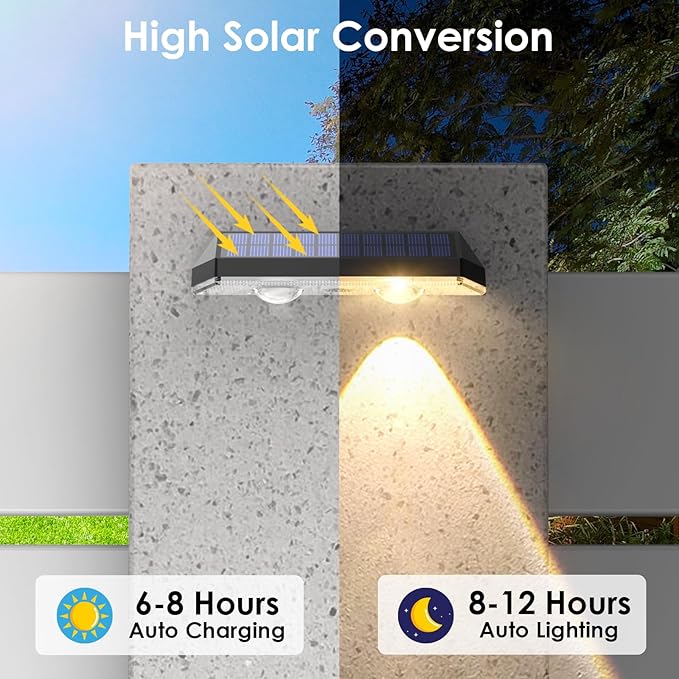 Solar Fence Lights Outdoor - 2700/4000/6000K 3 Mode 8 Pack Solar Fence Lights Outdoor Waterproof LED Fence Light Solar Powered for Outside Backyard Railing Step PatioWall and Home Improvement