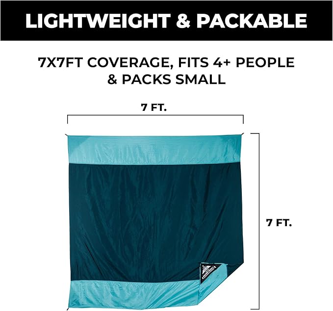 Grand Trunk Parasheet Beach Blanket or Picnic Blanket with Patented Sand Anchor Pockets Stake Loops and Attached Stuff Sack | Best Beach Blanket for Outdoors