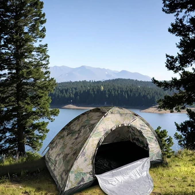 Camouflage Tent 79x39x39 Portable Lightweight Ventilated Waterproof One Man Beach Tent Outdoor for Hiking Camping