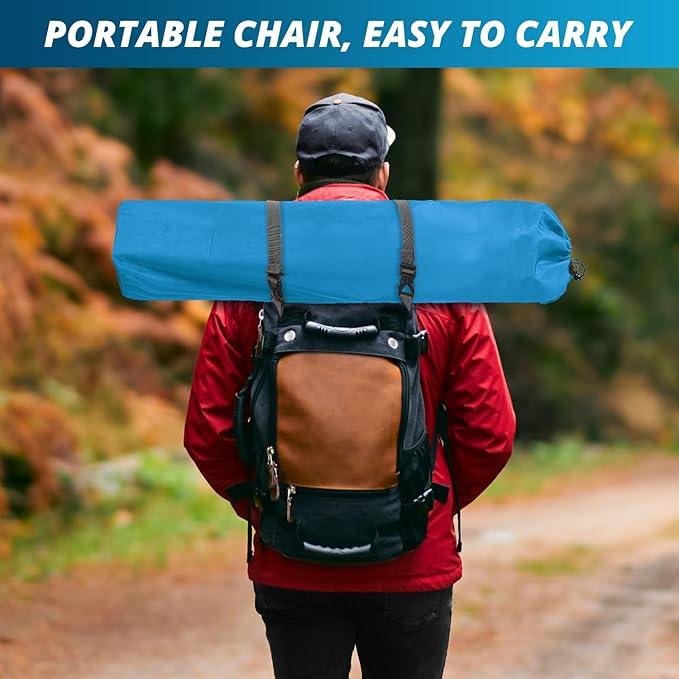 2PCS SAILARY Folding Outdoor Beach Camp Chair with Cup Holder Storage Pocket Waterproof Bag Outdoor Arm Chair Supports 225LBS Blue