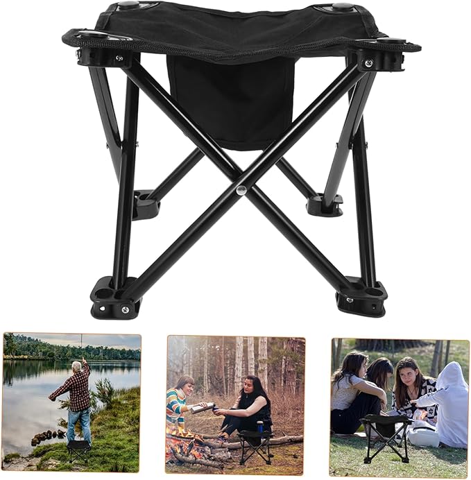 LIFKOME Lightweight Portable Folding Stool Oxford Fabric Camping Chair Hand Grip