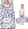 Custom Toddler Nap Mat with Name – Personalized Sleeping Bag for Kids with Pillow and Blanket Roll-Up Design