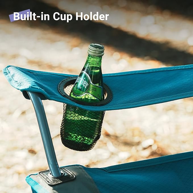 Camping Chairs Lawn Portable Foldable Camp Folding Lightweight Chair for Adults with Drink Holder and Cooler Pouch Outdoor for Camping Lawn Sports Picnic Beach Music Festival Blue