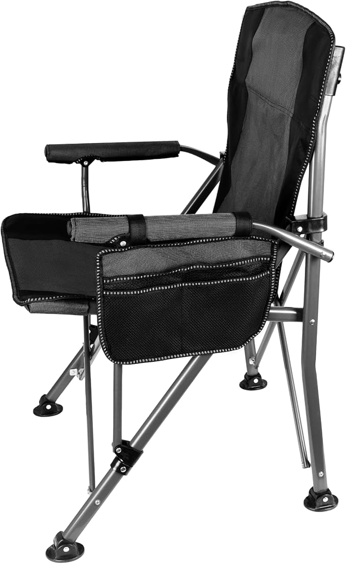 Folding Camping Chair with Cup Holder and Storage Bag Heavy Duty Support 400 LBS Oversized Collapsible Portable Camping Chair for Outdoor Camp Picnic Travel Fishing Grey