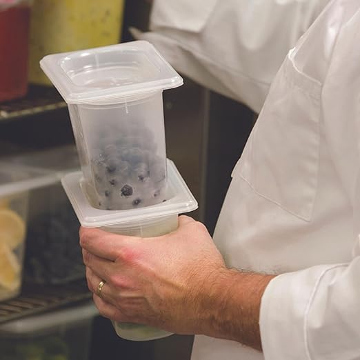 San Jamar Modpans 1/6 Food Pan and Lid for Kitchens and Restaurants Plastic 2 Quarts White