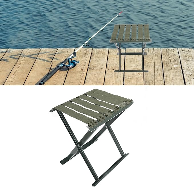 gernie Folding Stool Portable Heavy Duty Camping Stool Hold up to 600 lbs Outdoor Portable Chair Compact Folding Chair for Camping Fishing Walking Hiking Gardening and Beach (A)