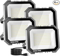 4 Pack LED Flood Lights Outdoor 100W 10000LM Super Bright Floodlight Outside Work Light with 5.9FT Plug IP65 Waterproof 6000K Outdoor LED Flood Light for Garage Yard Lawn Garden