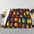 Pixel Fruit 60x50 Printed Soft Fleece Blanket for Sofa Bed and Camping - Cozy Blanket for Travel Picnics Nighttime Use