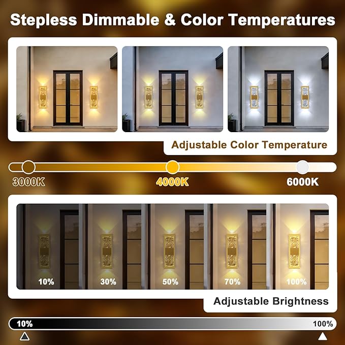 Dusk to Dawn Outdoor Lighting Fixture Wall Mounted - 14.2'' Waterproof Wall Sconce 12W LED Crystal Modern Outside Wall Lamp for Hallway Doorway Porch Patio