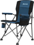 XGEAR Camping Chair Hard Arm High Back Lawn Chair Heavy Duty with Cup Holder for Camp Fishing Hiking Outdoor Carry Bag Included