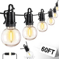 ZJOJO 60FT Outdoor String Lights G40 Globe Outdoor Lights with 30 Shatterproof LED Bulbs (2 Spare) 2700K Hanging Waterproof Patio Light Connectable String Lights for Outside Backyard Porch Party