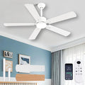 56inch Modern White Ceiling Fans with Lights and Remote/App Control Dimmable LED Reversible DC Motor Noiseless 6 Speeds Low Profile Ceiling Fan for Livingroom Indoor/Outdoor Use