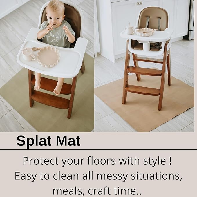 Uniklook Vegan Leather Reversible Multipurpose Paly mat Kids Infant Picnic Blanket - Waterproof Baby Splat mat for High Chair Sand Proof Beach Blanket Indoor Outdoor (Hunter Tan)