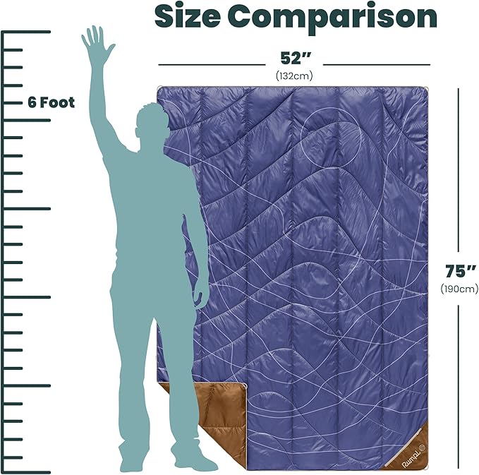 Rumpl Backcountry Puffy Blanket Ultra-Portable and Lightweight Adventure Blanket 1-Person (52x75 inches) Trace Valley Marionberry