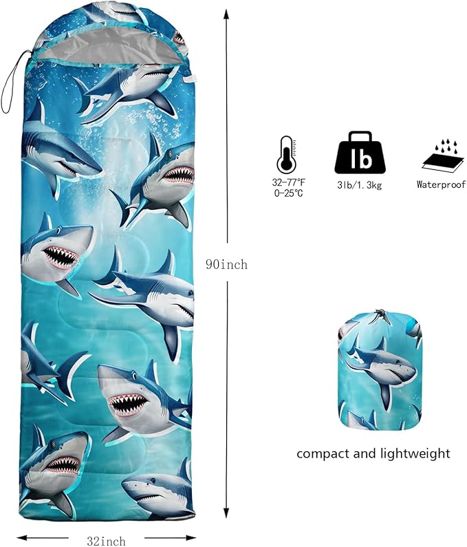 HOSIMA Dear Hunting Pattern Cold Weather Sleeping Bags for Kids AdultsBlack Light Weight Waterproof Sleeping Bags for Outdoors Hiking.