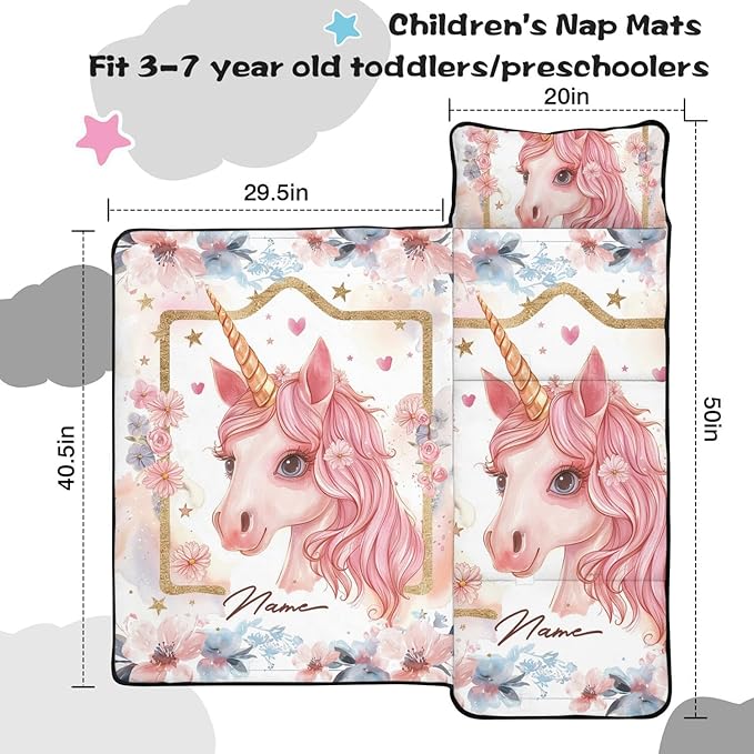 Toddler Sleeping Bag with Blanket &amp Pillow – Personalized Roll-Up Nap Mat with Custom Name for Kids