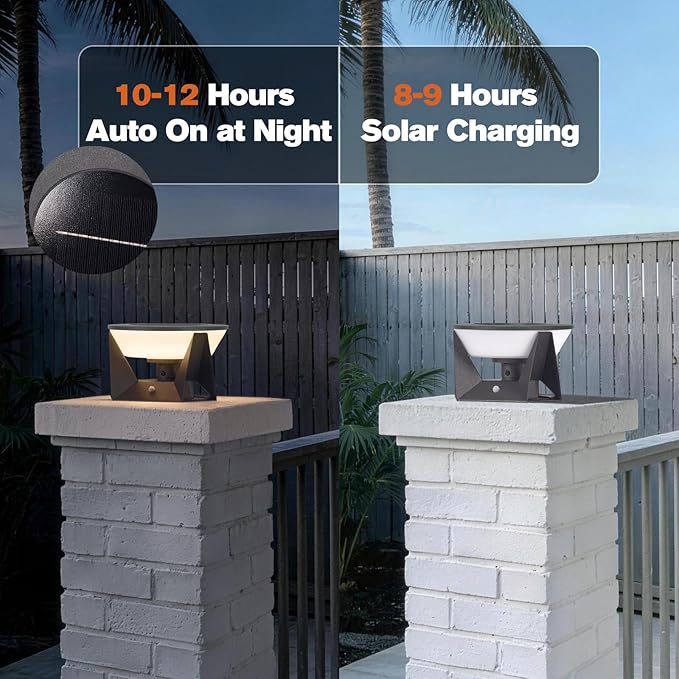 Solar Post Lights Outdoor 7.1 Solar Lamp Post Light IP54 Waterproof Outdoor Pillar Lights 3000K Column Lighting Dusk to Dawn Modern Pillar Light for Column Patio Deck Yard Garden Fence