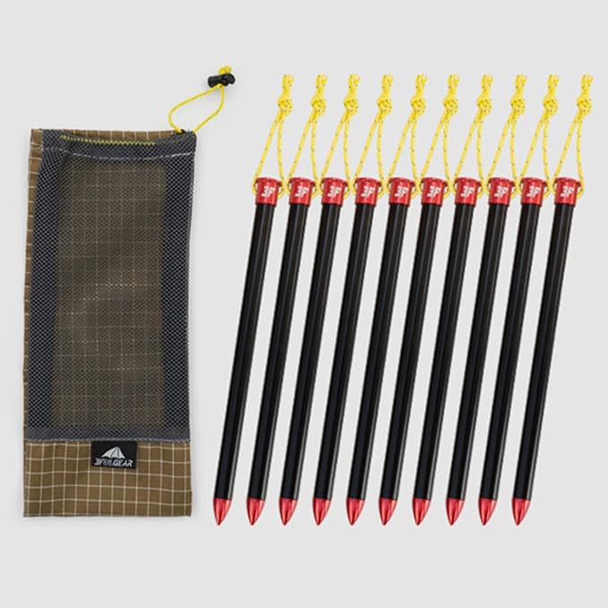 10 Pack Camp Tent Stakes 6/7.9 Inch Non-Rust Ground Stakes Hollow Aluminum Canopy Anchors Ultralight Tent Spikes Used on Rocks Ideal for Camping Trampolines Sheds Backyard Swing Sets