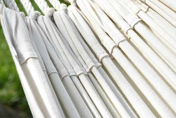Outdoor Garden Cotton Double Hammock – 260 x 80 cm Up to 150 kg Capacity Comfortable &amp Portable for Travel Camping Backyard Relaxation