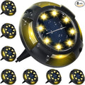 Solar Ground Lights 8 Pack 12 LED Solar Disk Lights Outdoor Waterproof In-Ground Landscape Lighting for Garden Pathway Yard Lawn Patio Deck Driveway Walkway Outside Decor (Warm White)