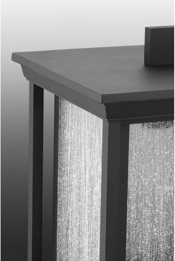 Progress Lighting Endicott Collection 1-Light Clear Seeded Glass Craftsman Outdoor Medium Wall Lantern Light Textured Black