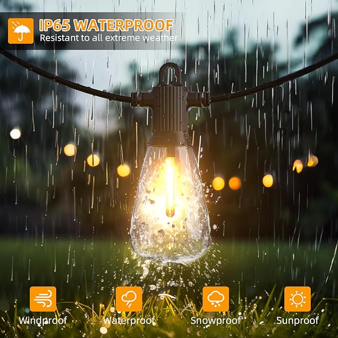 FOOMAN LED Outdoor String Lights 300FT Outside Waterproof Patio Lights with 146+3 Shatterproof ST38 Edison Bulbs 2700K Warm White Hanging Light Dimmable Light for Backyard Porch Gazebo(150FT x 2)
