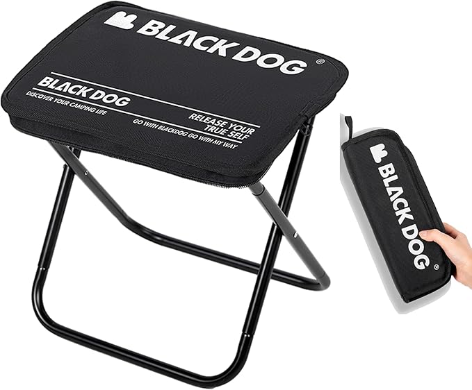 Blackdog 11in Ultralight Camping Folding Stool - 0.7lb Compact Camping Chair 265lb Capacity Aluminum Alloy X-Frame Design for Hiking Fishing &amp BBQ Portable Small Stool for Adults