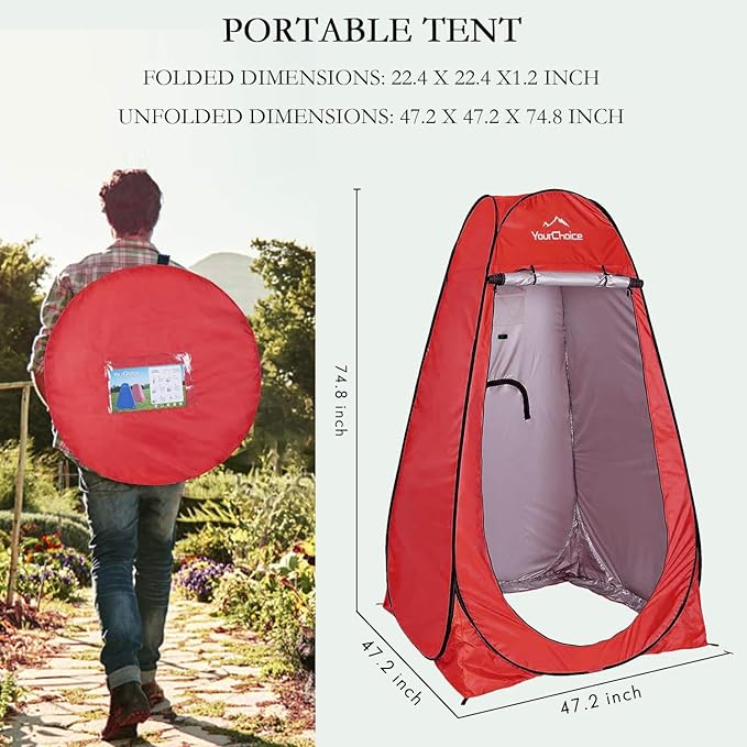 Your Choice Pop Up Privacy Shower Tent 3.9 x 3.9 x 6.2FT Portable Camping Changing Room Instant Setup Outdoor Shelter with Silver Coating Vent Window &amp Carry Bag for Beach Hiking &amp RV | Po