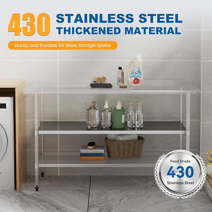 Stainless Steel Undershelf 30x60 Inches for Commercial Work Table - Bottom Shelf Add-On Extra Storage for NSF Kitchen Restaurant Café Bakery or Food Prep Stations
