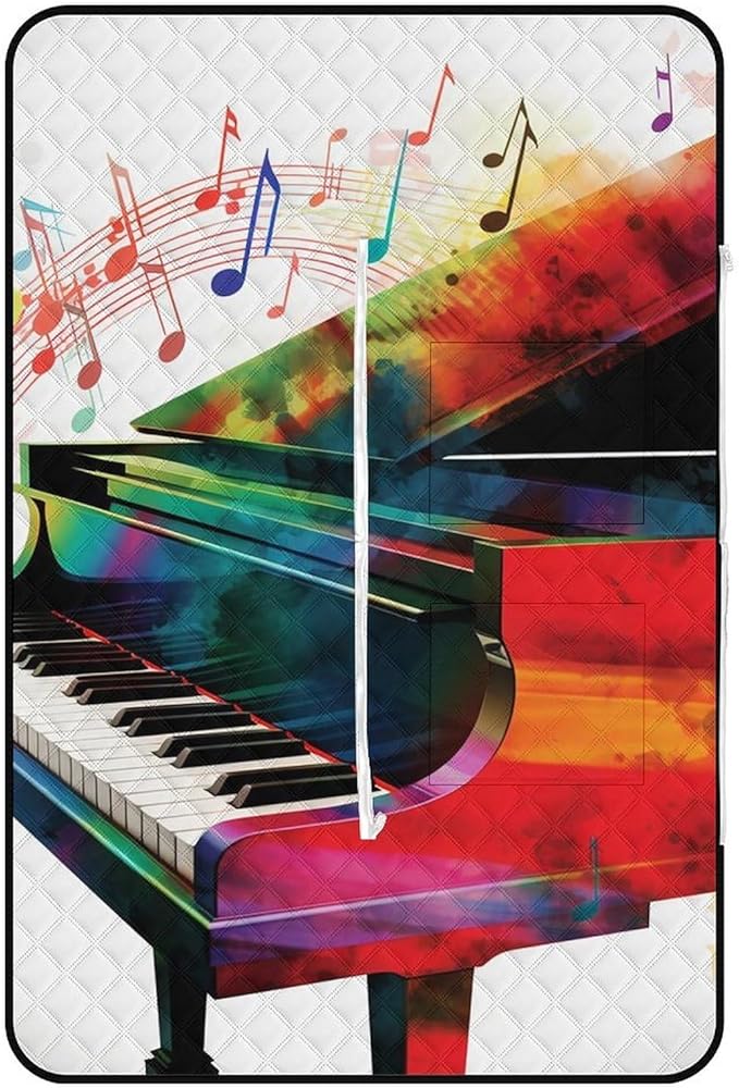 Zipper Colorful Piano Keyboard Music Style Picnic Mat Suitable for Travel Camping Park Or Home Use