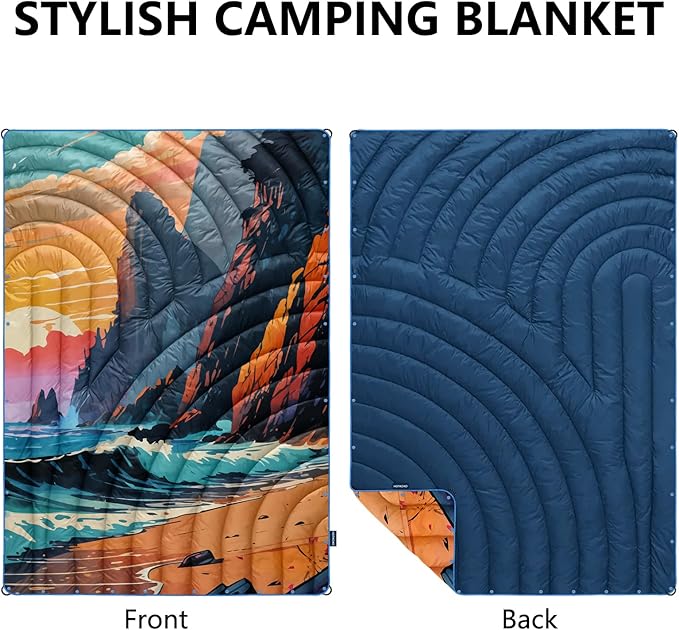 Camping BlanketLightweight Puffy Printed Camping Blanket Packable Outdoor Blanket for CampingTraveling Stadium Hiking Picnics