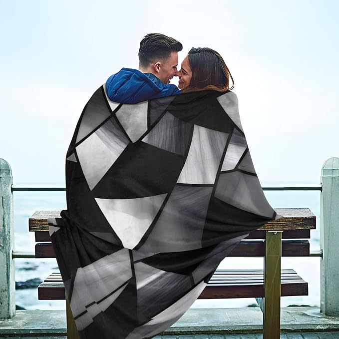 Cute Blanket Stained Glass Gray Black Classical Teen Throw Blanket 50'' x 70''